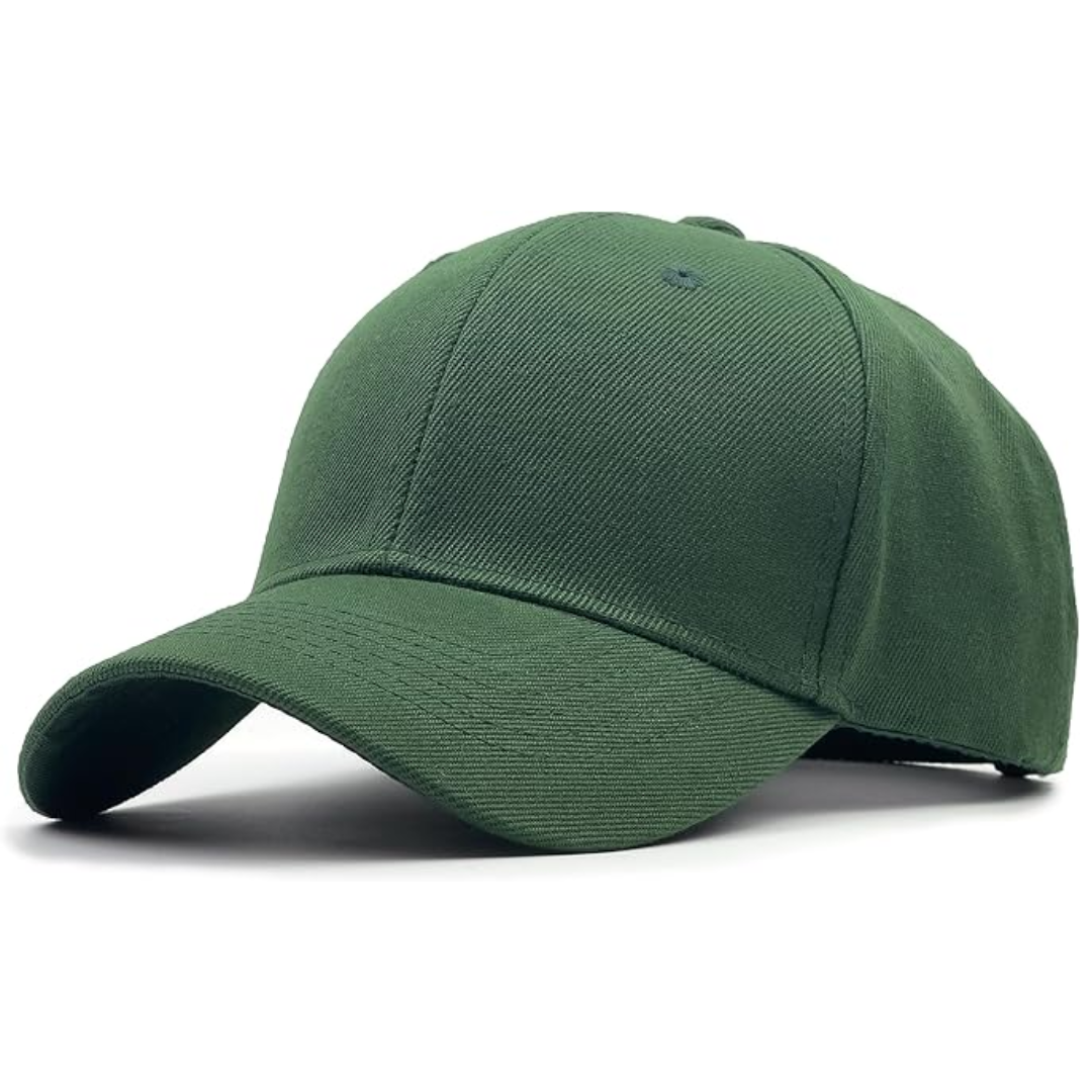 Grüne Baseballkappe aus Baumwolle, verstellbar, Unisex, modisches Accessoire.