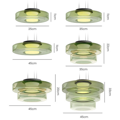 Grüne Glas-Pendelleuchte, modern, rund, verschiedene Größen, LED, Wohnzimmerbeleuchtung.
