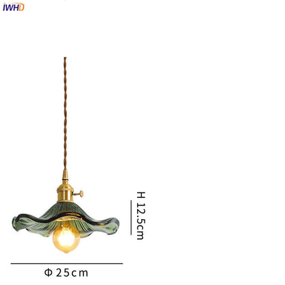 Grüne Glas-Pendelleuchte mit E27-Fassung, Vintage-Design, 25cm Durchmesser, 12,5cm Höhe.