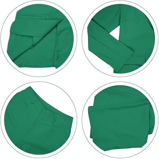 Grüne Damenhose, Baumwolle, elegante Passform, modisch, bequem, ideal für Büro und Freizeit.
