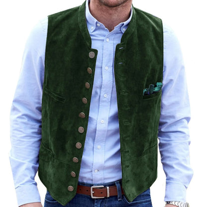 Grüne Herrenweste aus Wildleder, traditionell, mit Knöpfen, ideal für Trachtenmode.