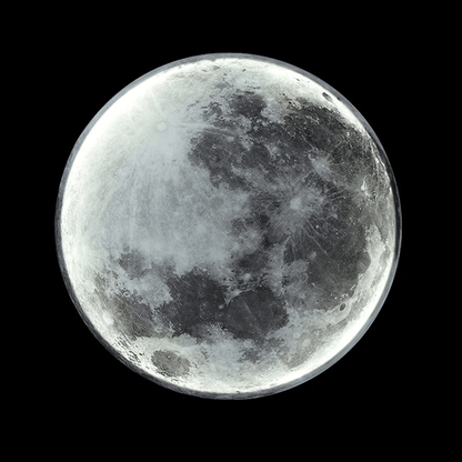 Vollmond am Nachthimmel, detaillierte Mondoberfläche, Astronomie, schwarz-weiße Fotografie.
