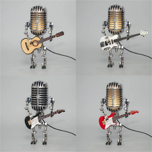 Dekorativ mikrofonrobotlampa med gitarr – Max