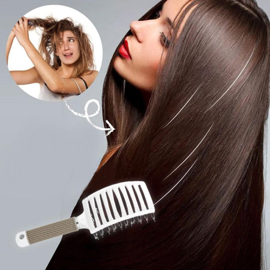 Damenhaarbürste, weiß, entwirrend, für glattes Haar, Anti-Frizz, Styling-Tool, Friseurbedarf.