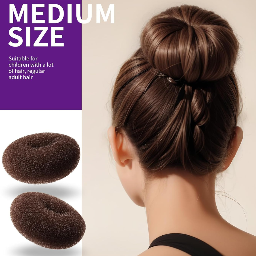 Braun Haardonut Medium, geeignet für Kinder und Erwachsene, Frisurenhilfe, Haarstyling-Zubehör.
