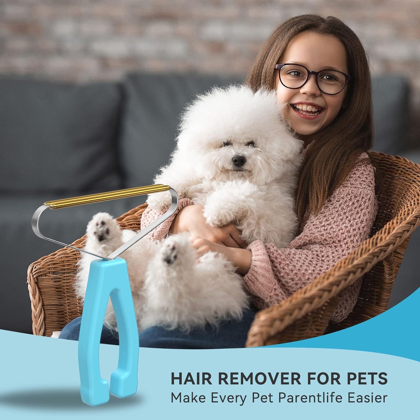 Tierhaarentferner für Haustiere, blau, ergonomisch, effektive Fellpflege, Haustierbedarf.