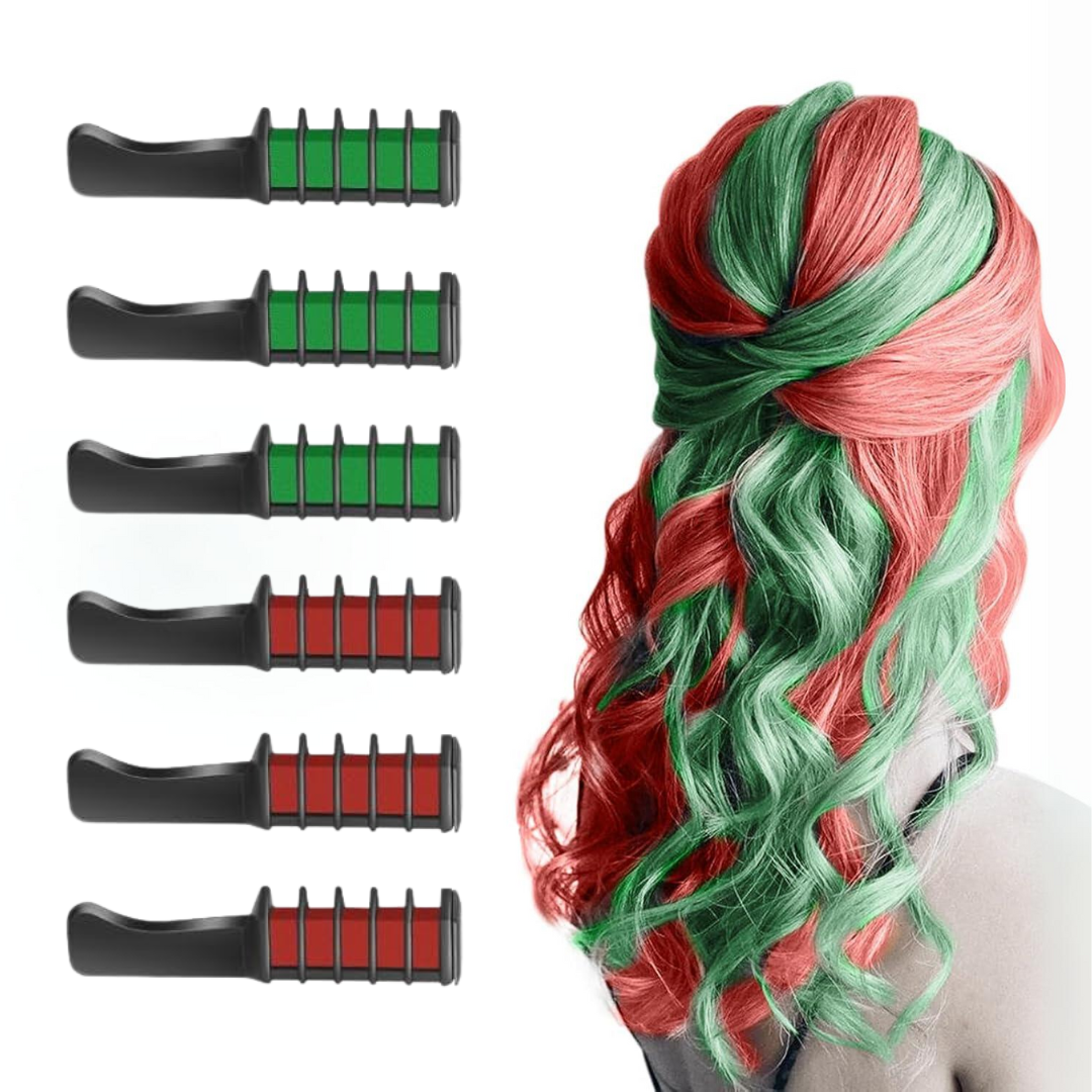Bunte Haarfarbe Kreide Set, rot-grün, temporäre Haarfärbung, einfach anzuwenden.