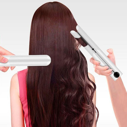 Weiße, verstellbare Keramik-Haarglätter, glattes und lockiges Haar, Haarstyling-Werkzeug.