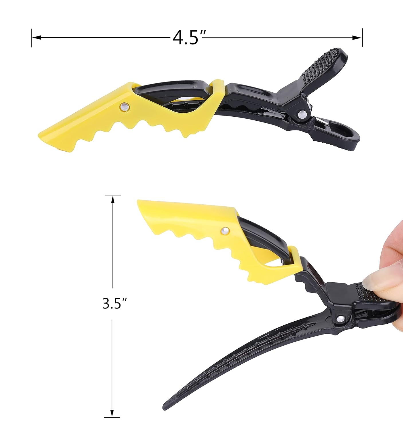Gelbe Haarspangen aus Kunststoff, 4,5 Zoll, rutschfest, Friseur-Accessoire, 2er-Set.