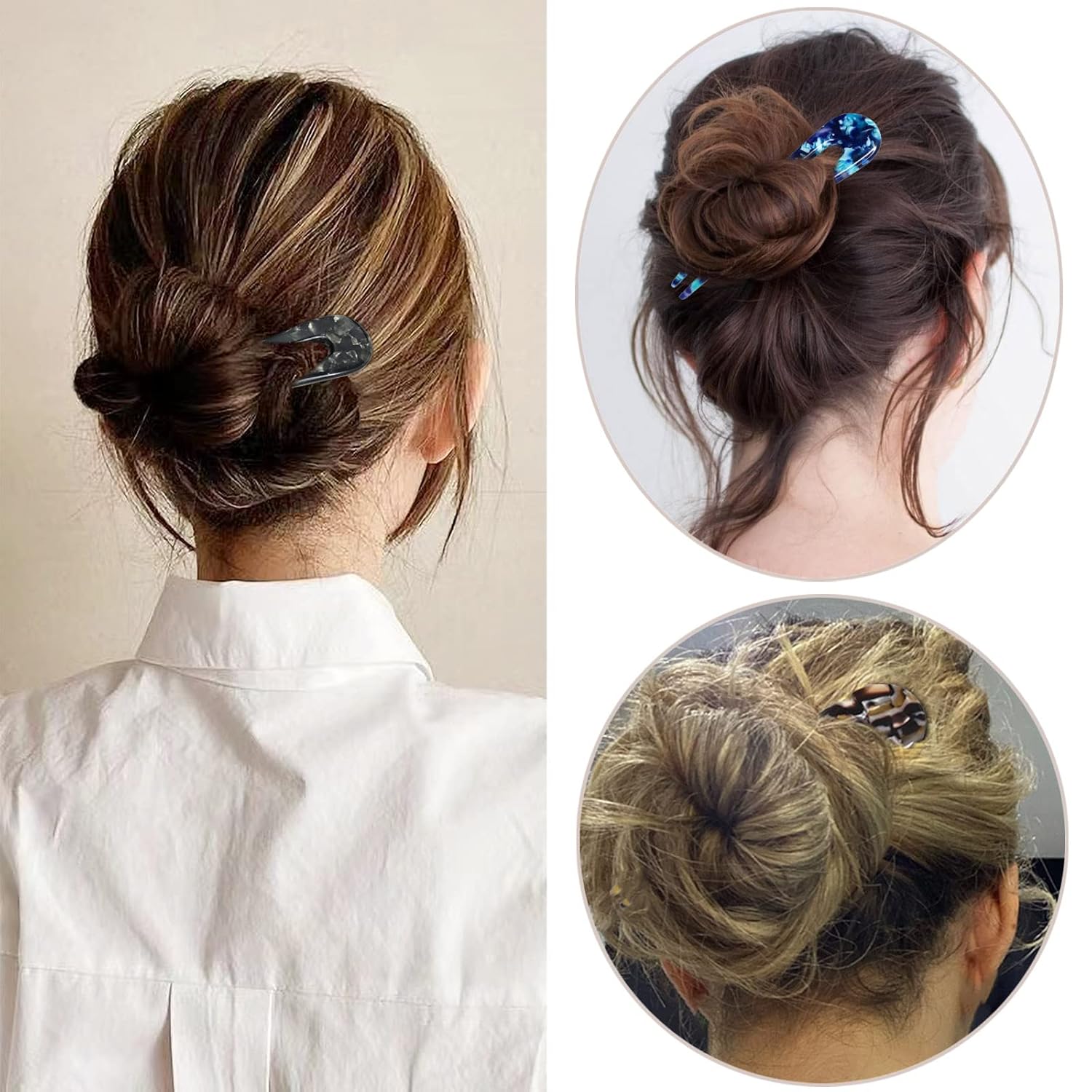 Damen-Haarklammer, Schildpatt, rutschfest, für Hochsteckfrisuren, braun, blau, schwarz.