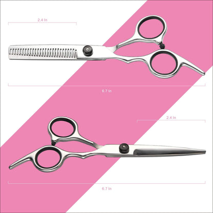 Friseurschere Set, Edelstahl, silber, ergonomisch, Haarschneideschere und Effilierschere.