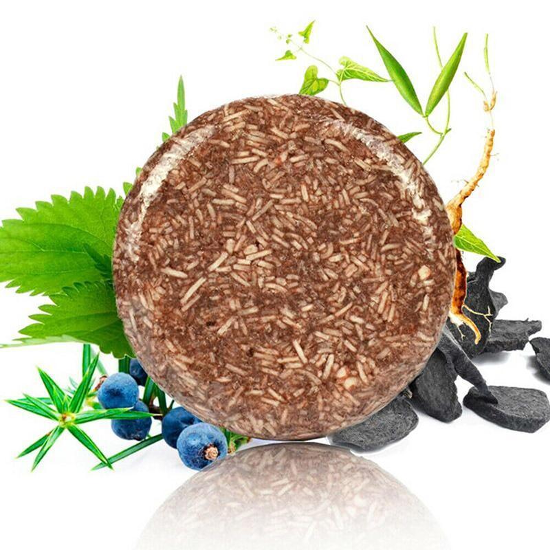 Braune Shampoo-Bar mit natürlichen Zutaten, organisch, für graues Haar, milde Formel.