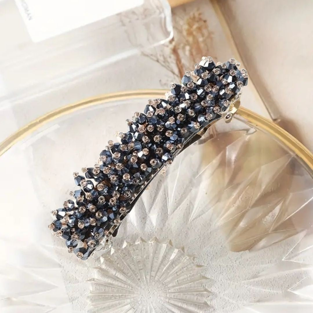 Haarspange mit blauen Kristallen, elegant, modisches Accessoire, Damenhaarschmuck, Geschenkidee.