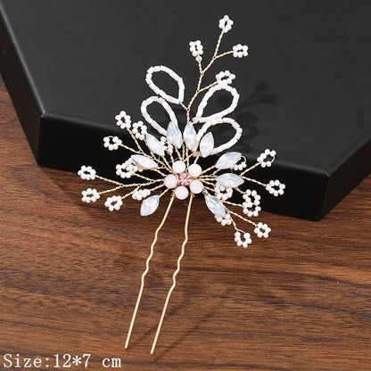 Haarspange mit Perlen und Strass, Blumen-Design, goldfarben, Hochzeit Accessoire für Frauen.