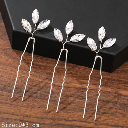 Haarspangen mit Perlen und Strass, Blumen-Design, silber, Hochzeit, Damen-Accessoires.