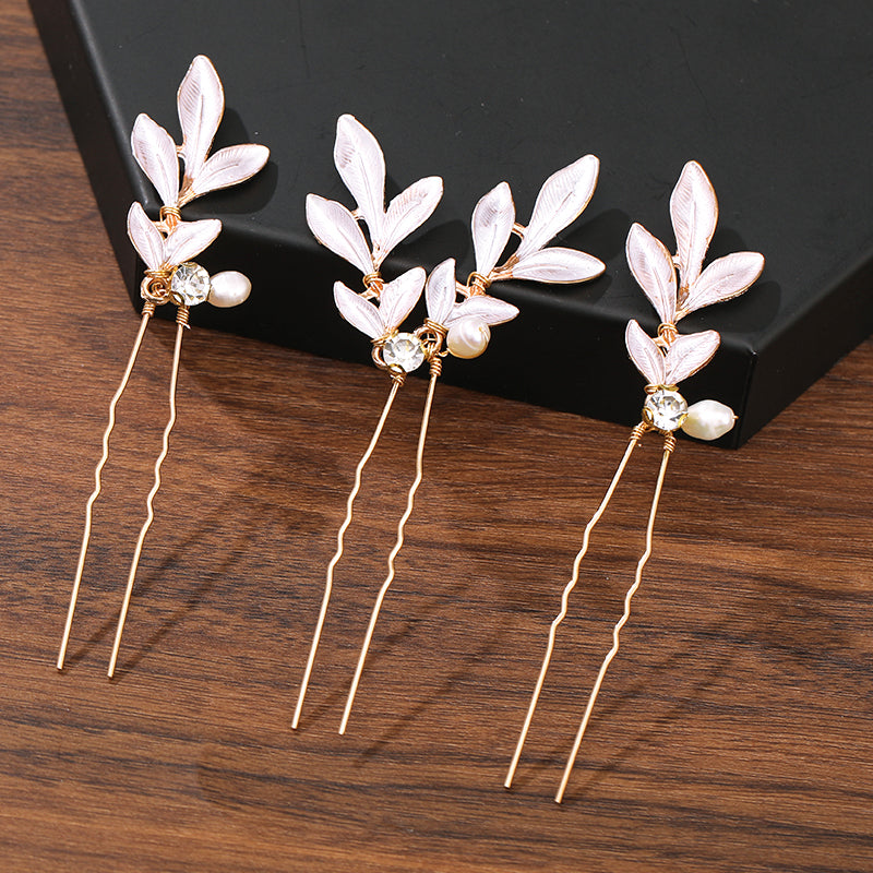 Haarspangen mit Perlen und Strass, Blumen-Design, goldfarben, Hochzeit Haarschmuck Damen.