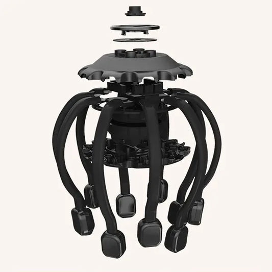 Schwarzer Massagespinnenkopf, 3D-Design, Kunststoff, Entspannung, Kopfhautmassagegerät