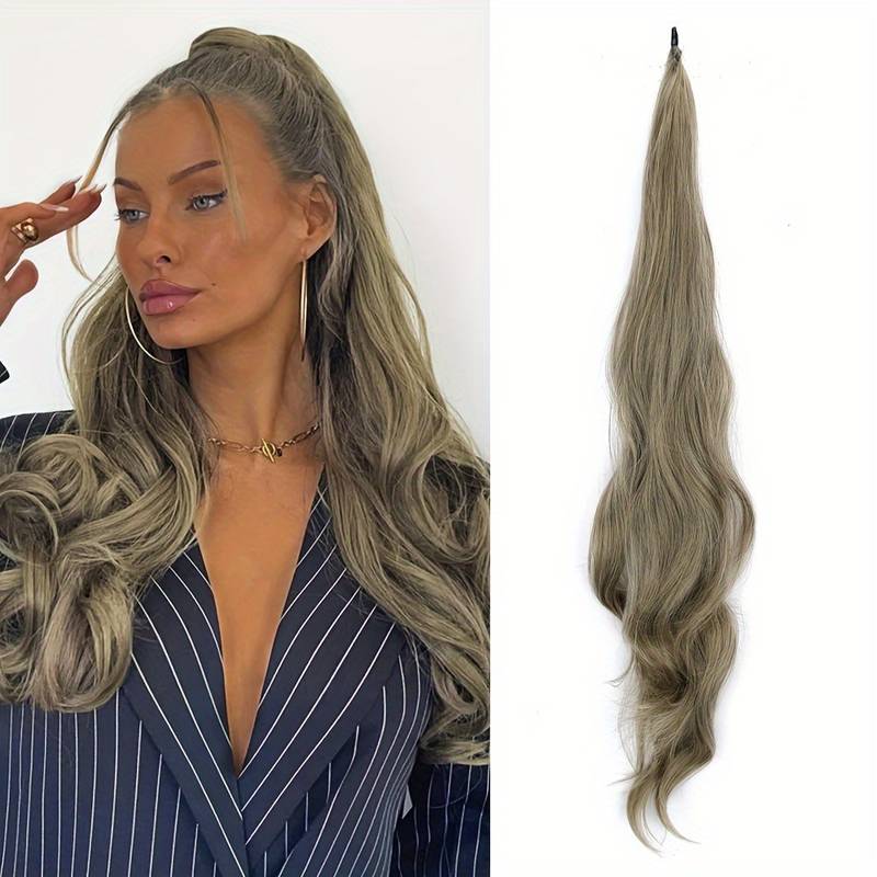Blonde Clip-In Haarverlängerung, wellig, lang, für Frauen, modisch, hochwertig, natürliches Aussehen.