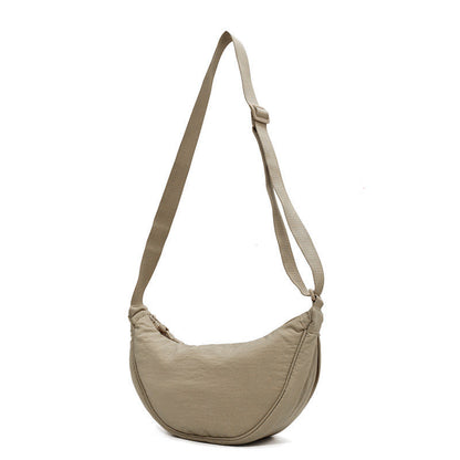 Beige Umhängetasche aus Leinen, verstellbarer Riemen, modisch, leicht, für Damen.