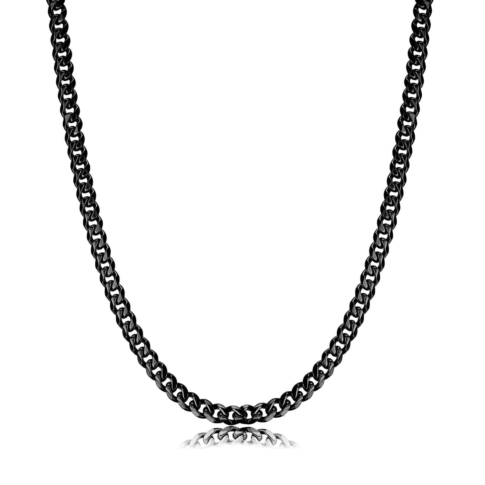 Schwarze Herren-Halskette aus Edelstahl, modisches Schmuckstück für Männer, robustes Design.