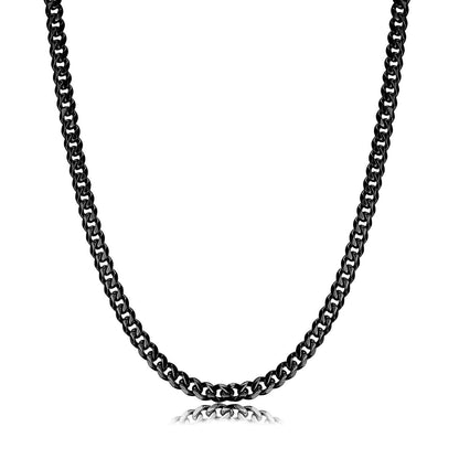 Schwarze Herren-Halskette aus Edelstahl, modisches Schmuckstück für Männer, robustes Design.