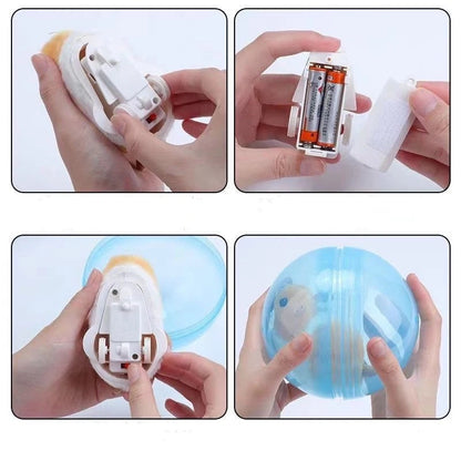 Spielzeug-Hamster in blauem Ball, batteriebetrieben, interaktiv, für Kinder.