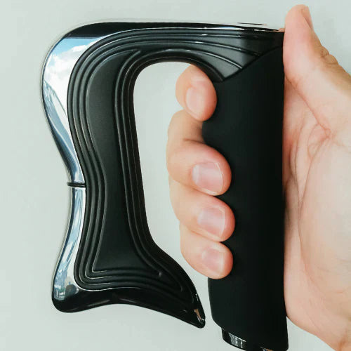 Schwarzer ergonomischer Handgriff, Fitnessgerät, Kunststoff, für Krafttraining, Handtraining.