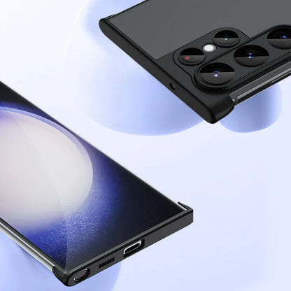 Schwarzes Smartphone mit Kameraobjektiven, modernes Design, Technologie, Nahaufnahme.