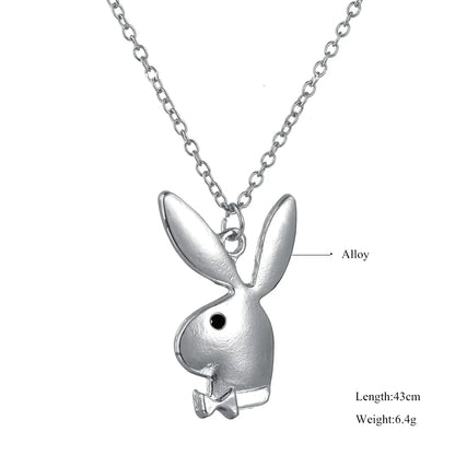 Silberne Hasen-Anhänger Halskette, Legierung, 43cm, modisches Schmuckstück für Damen.