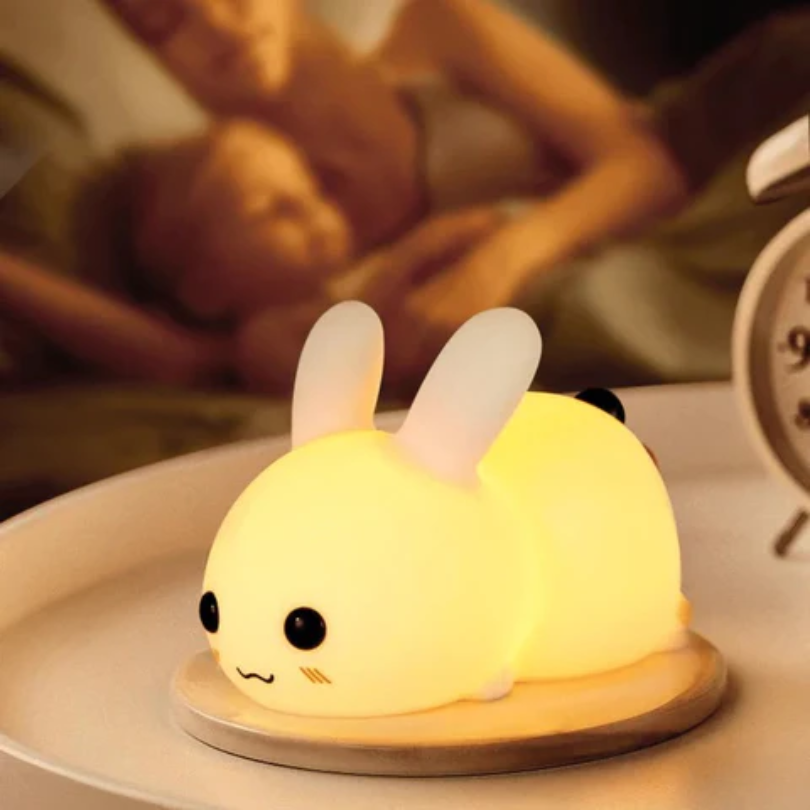 Kaninchen Nachtlicht LED Silikonlampe Kinderzimmer Deko warmweißes Licht