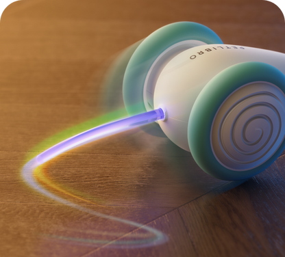 Interaktives PETLIBRO Pixie Mouse Katzenspielzeug, weiß-grün, mit LED-Licht und Bewegungssensor.