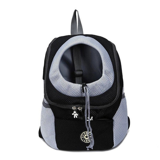 Schwarze Haustier-Hundetragetasche, atmungsaktiv, Mesh-Design, ideal für Reisen.