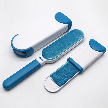 Tierhaarentferner Set, blau-weiß, mit Bürstenhandschuh, ideal für Hunde- und Katzenhaare.