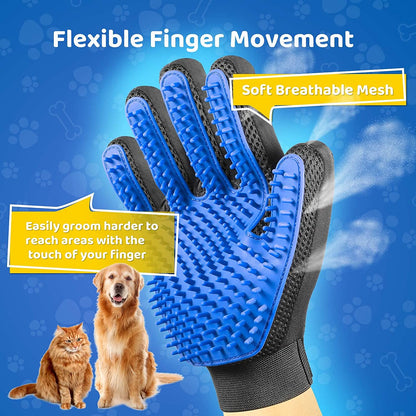 Blaue Haustierpflege-Handschuh mit Noppen, atmungsaktiv, für Hunde und Katzen Fellpflege.
