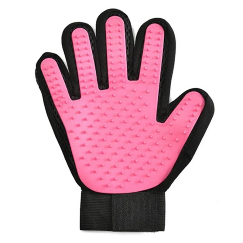 Rosa Haustierpflege-Handschuh mit Noppen, schwarz, für Hunde und Katzen Fellpflege.