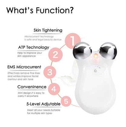 Hautstraffungsgerät, EMS-Mikrostrom, 5-stufig einstellbar, tragbar, weiß, Anti-Aging.