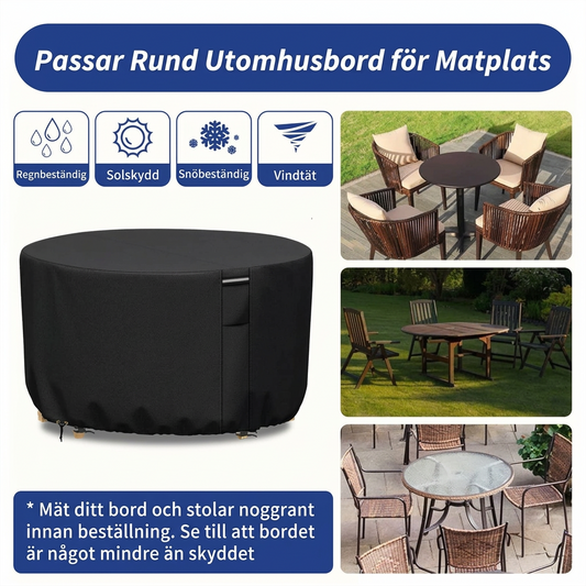Kraftigt runt överdrag för uteplatsmöbler med luftventil