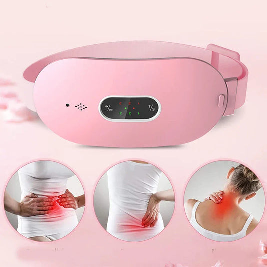 Rosa elektrisches Massagegerät für Nacken- und Rückenschmerzen, tragbar, mit LED-Anzeige.