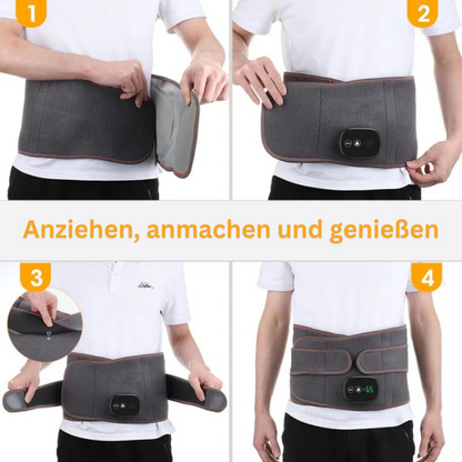Elektrische Heizgürtel, grau, verstellbar, für Rückenwärme und Schmerzlinderung.