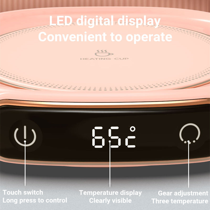 Rosa Heizplatte mit LED-Display, Touch-Schalter, Temperaturanzeige, drei Heizstufen.