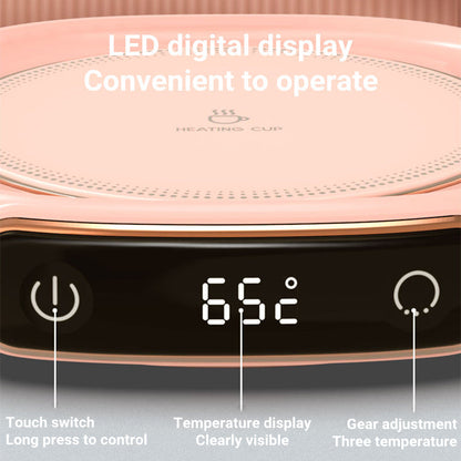 Rosa Heizplatte mit LED-Display, Touch-Schalter, Temperaturanzeige, drei Heizstufen.