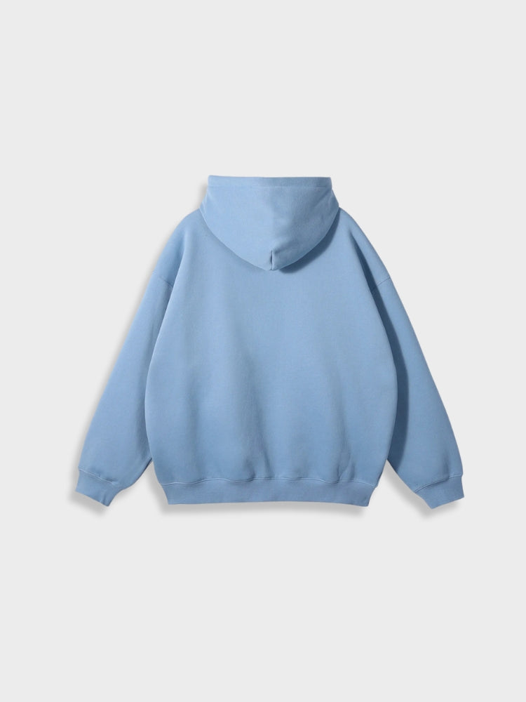 Hellblauer Kapuzenpullover, Unisex, Baumwolle, lässig, Rückansicht, modisch, bequem.