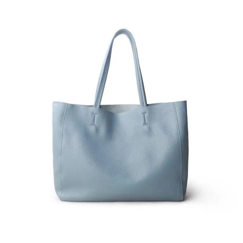 Hellblaue Ledertasche, Shopper, Damenhandtasche, modisch, geräumig, elegant, Alltagsgebrauch.