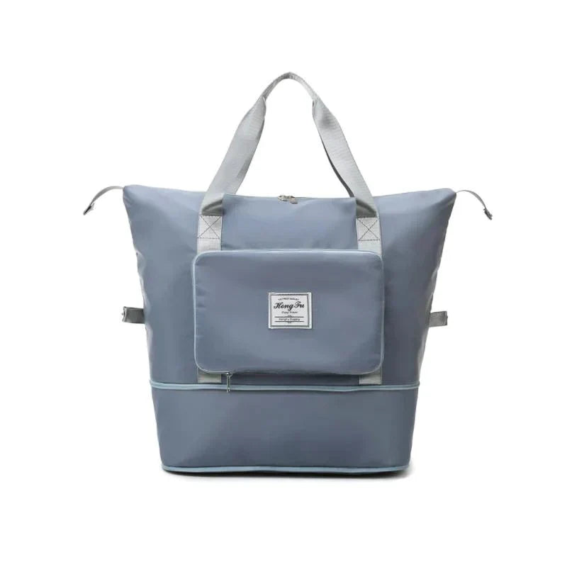 Graue Wickeltasche mit Reißverschluss, multifunktional, wasserabweisend, große Kapazität.