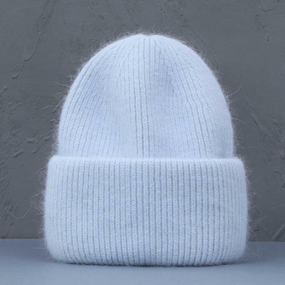 Hellblaue Strickmütze aus Wolle, winterfest, modisch, warm, für Damen und Herren.