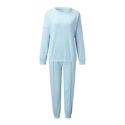 Hellblauer Damen-Trainingsanzug, langärmelig, bequem, Freizeitkleidung, Sportbekleidung.