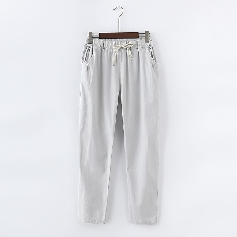 Graue Herren-Chinohose aus Baumwolle mit Kordelzug, lässig, bequem, modisch.