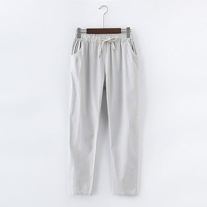Graue Herren-Chinohose aus Baumwolle mit Kordelzug, lässig, bequem, modisch.