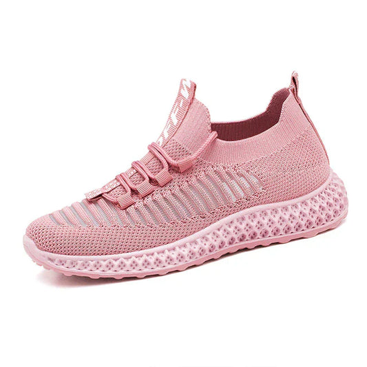 Rosa Damen-Sneaker, Mesh, Plattformsohle, atmungsaktiv, modisch, bequem.
