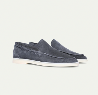 Graue Herren-Lederloafer, Wildleder, rutschfeste Sohle, elegantes Design, bequem, modisch.